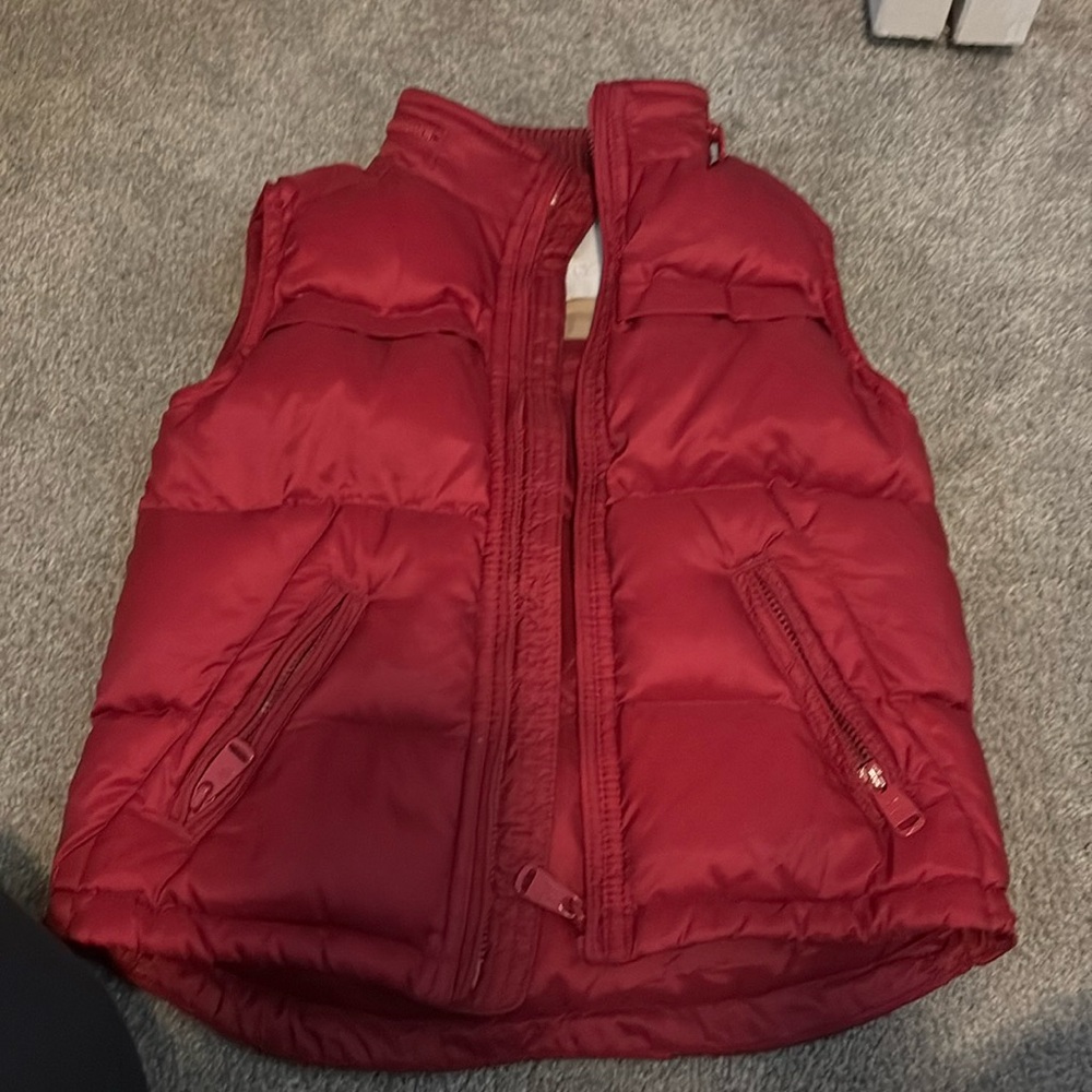 Red Burberry puffer vest.  Size 4